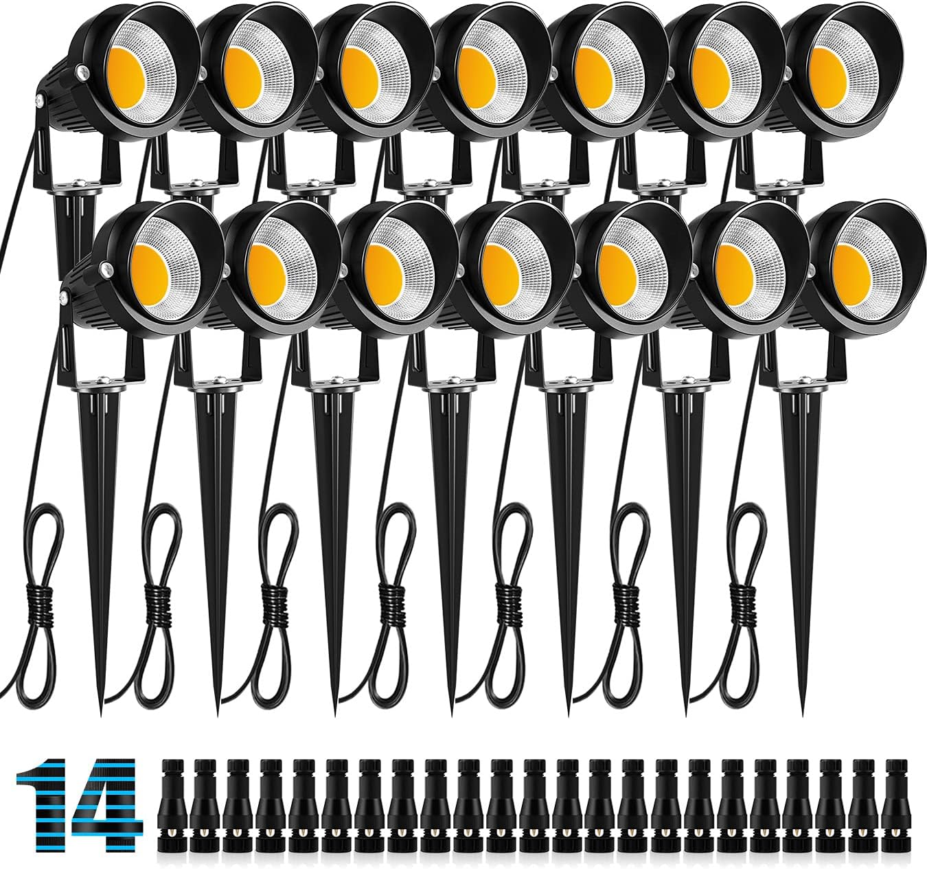 Outdoor Lighting Spotlight - 10W LED Landscape Lights with Connectors,