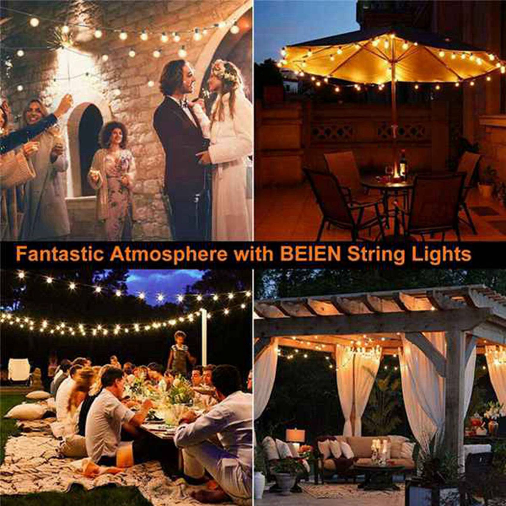 String Light Bistro - ABWR-2X G40 Solar Powered LED Lights