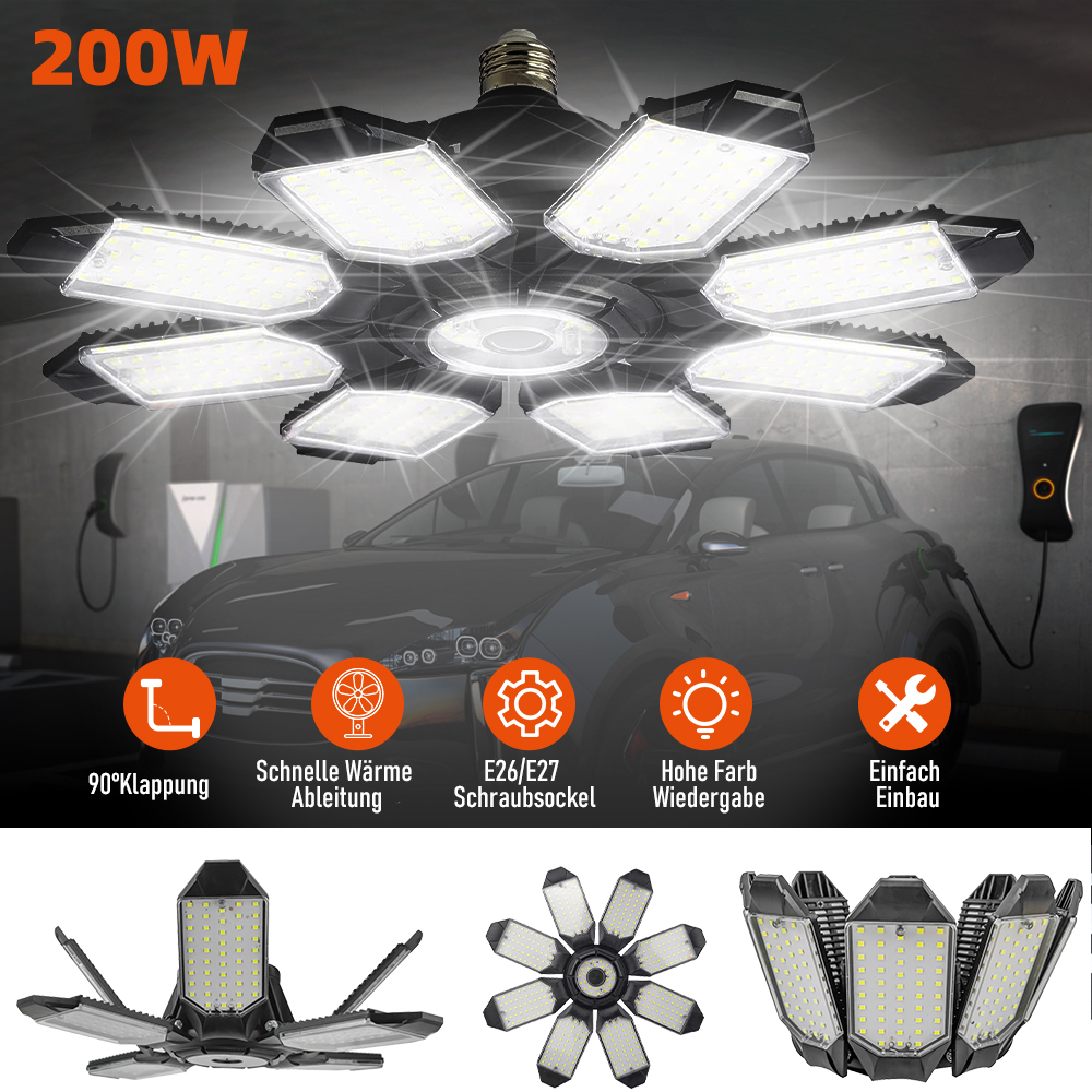 Outdoor Lighting Warehouse - 200W Powerful Garage Light LED Foldable