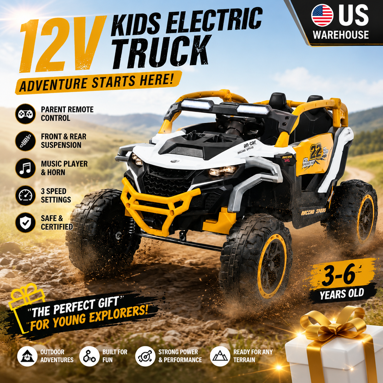 Outdoor Lighting Remote Control - 12V Kids Electric Truck Ride on