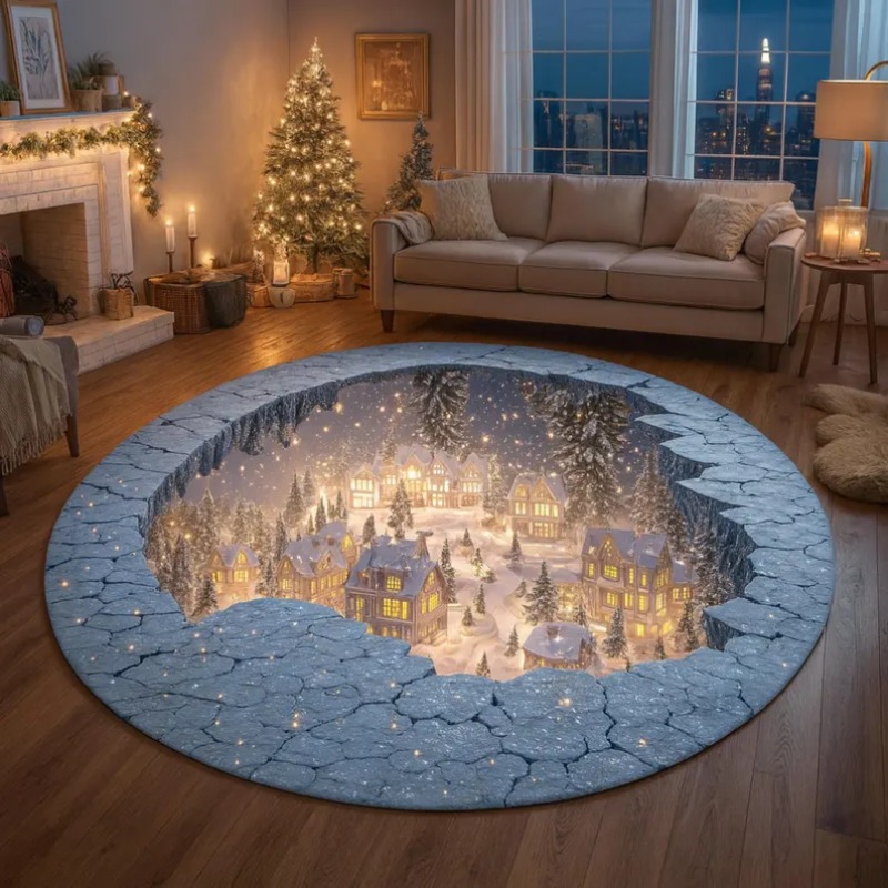 3D Christmas Village Rug Winte - Outdoor Xmas Lighting Ideas recension och pris