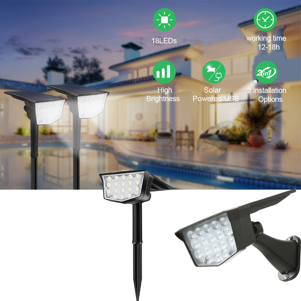 2Pcs Solar Outdoor Spot Lights - Outdoor Lighting Spotlight recension och pris