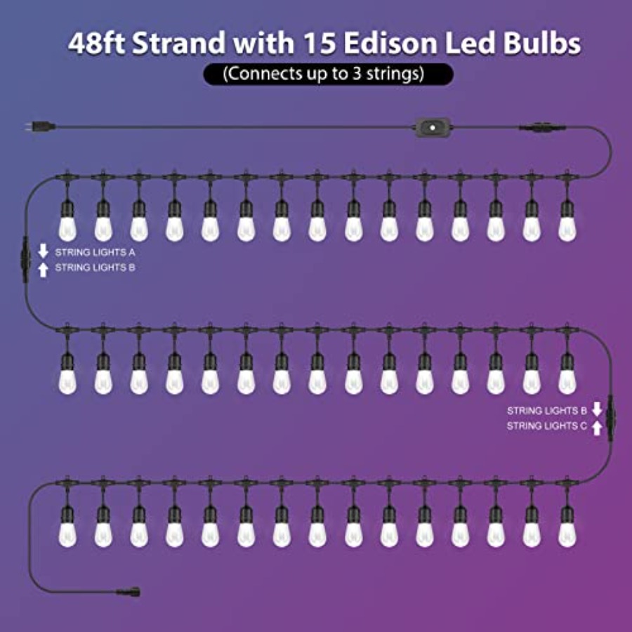 144Ft 3x48ft Multicolor Outdoo - String Light Bistro recension och pris