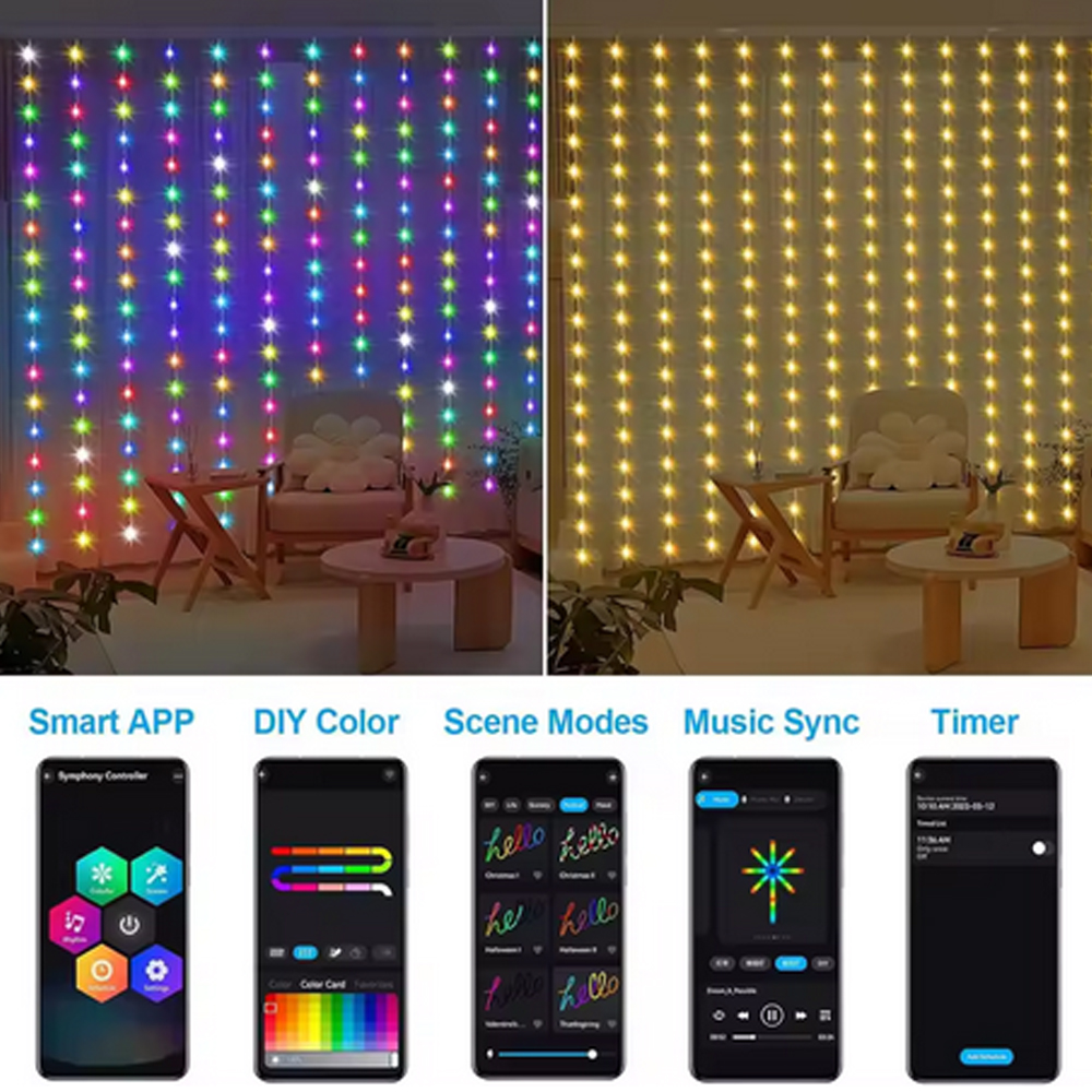 3M RGB Smart LED Curtain Light - Outdoor Lighting Lamps recension och pris